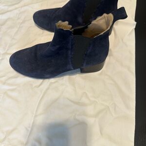 Chloe Blue Ankle Boots with Suede Finish